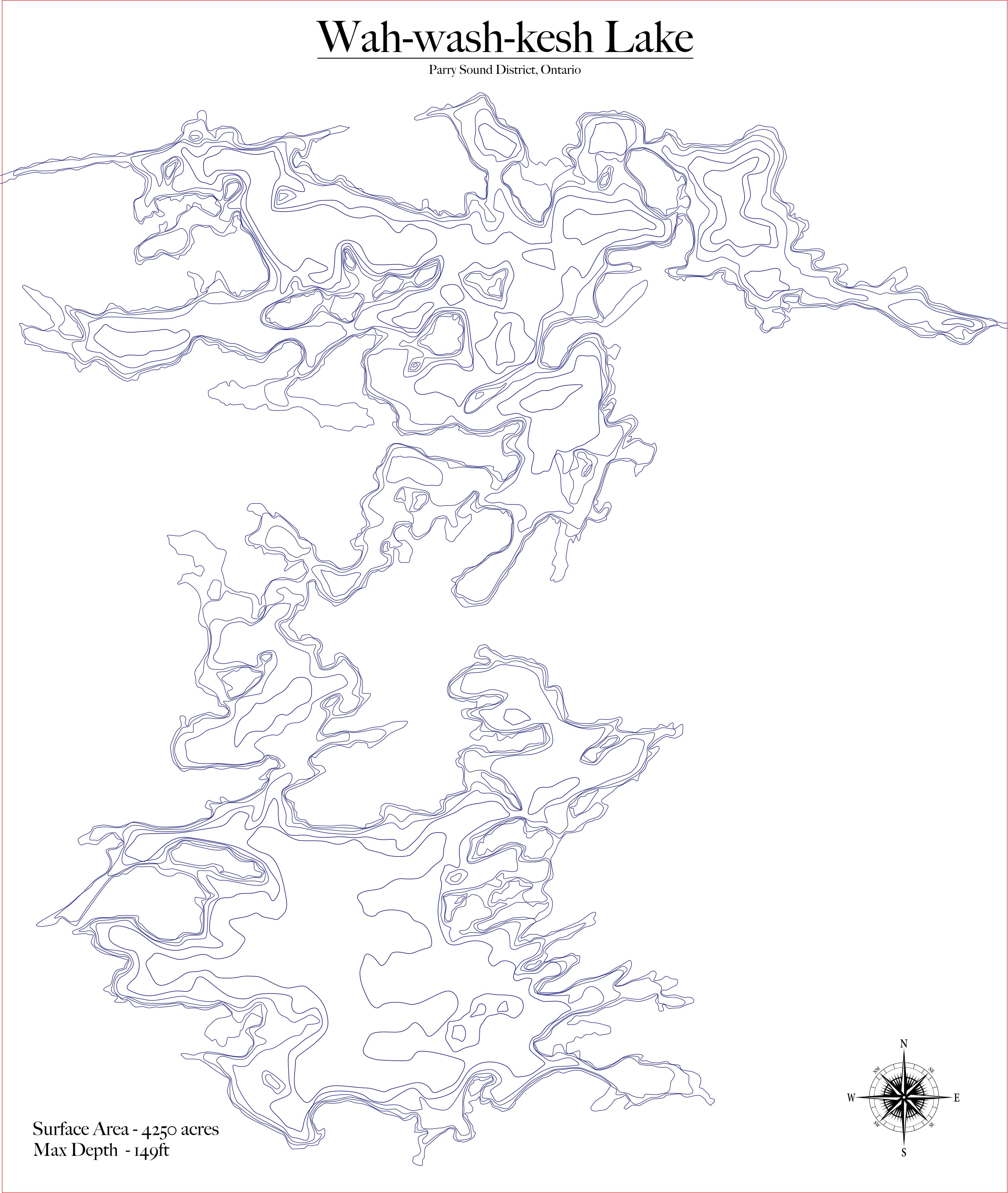 Digital mockup of Wah-wash-kesh Lake map